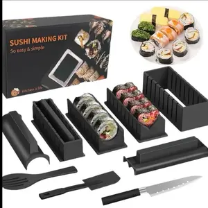 10PCS Sushi Roller Kit – All-in-One Sushi Making Tools with Knife, Utensils, Molds & Rice Paddle for Beginners Kitchen Durable & Food-Safe Kitchenware Plastic