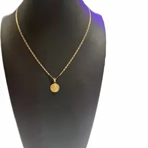3 Tones 14Kt Gold Kids Chain 16” 2mm with Virgen de Guadalupe Pendant for Children's Jewelry
