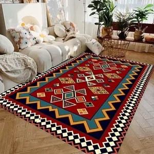 Luxury Red Gold Persian Style Floral Flannel Area Rug - Vintage Oriental Arabesque Print Soft Mat for Living Room, Non-Slip Traditional Home Decor#PersianStyleRug #RedGoldFloralMat #OrientalArabesqueDecor #TraditionalCarpet #NonSlipFlannelRug