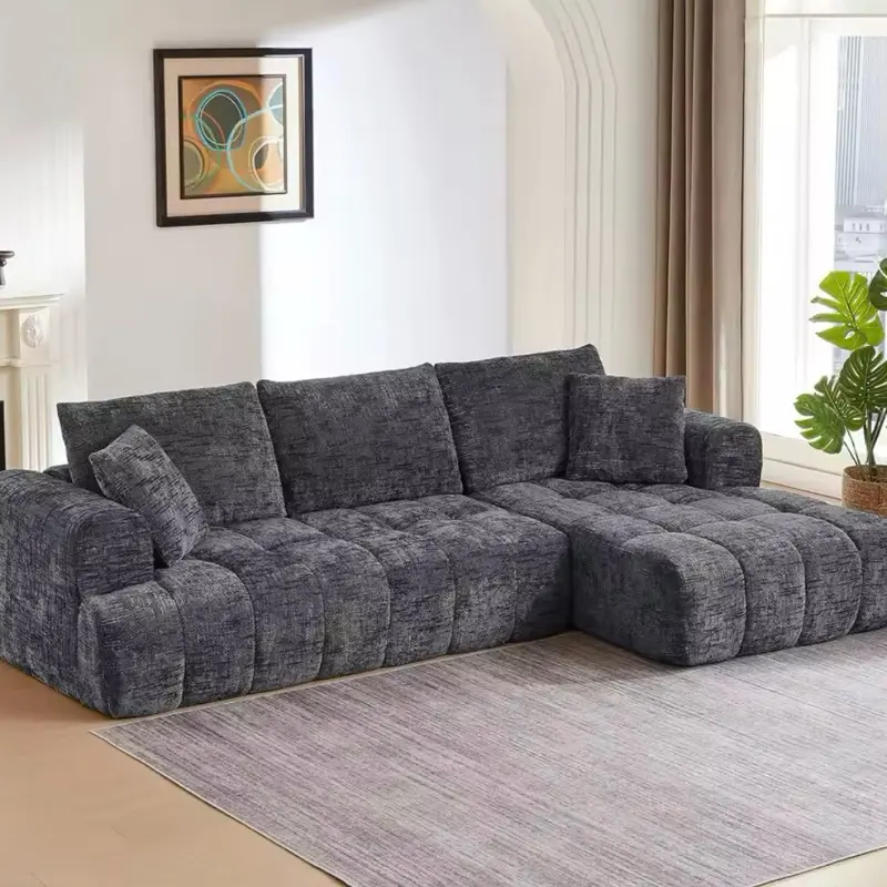 108" Boneless Cloud Modular Sectional Couch for Living Room, L Shaped Sofa with Chaise | Chenille Fabric | Compressed, Custom