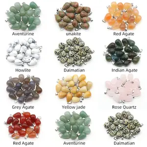 20pcs Random Round Drop Pendant Natural Semi-Gemstone Round Drop Pendant DIY Earrings Necklace Accessories