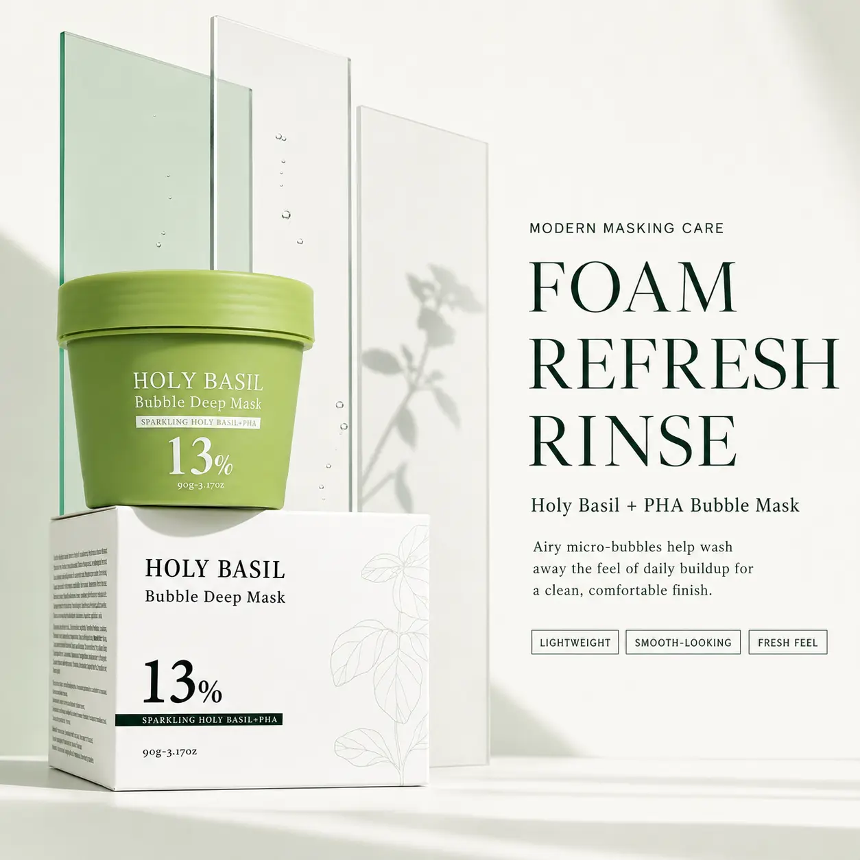 Deep Bubble Cleansing Mask with Holy Basil & PHA – Pore Detox Mask for Blackheads, Whiteheads & Clogged Pores – Oil Control & Skin Balancing – Gentle Exfoliating Bubble Face Mask for Sensitive, Acne-Prone & Dull Skin – Clear Smooth Glow Care