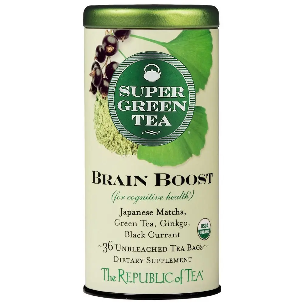 The Republic of Tea - Organic Brain Boost SuperGreen Green Tea, Ginkgo Biloba, and Matcha Tea Blend, 36 Tea Bags The Republic of Tea - Organic Brain Boost SuperGreen Green Tea, Ginkgo Biloba, and Matcha Tea Blend, 36 Tea Bags