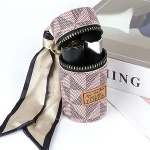 2 Pack Lipstick Case, Leather Lip Gloss Bag for Purse, Travel Lipstick Organizer with Keychain for Women