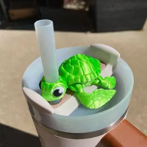 Sea Turtle Tumbler Toppers / Straw Charms for Stanley Tumbers & 9.5mm Straws with Durable PLA Design - Stylish, Beverage