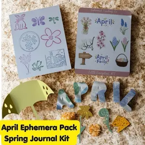 Spring Junk Journal Ephemera Pack March Clover & Floral Cutouts Pre-Cut Scrapbook Embellishments Journal Kit for Junk Journals Scrapbooking Planners Collage Work