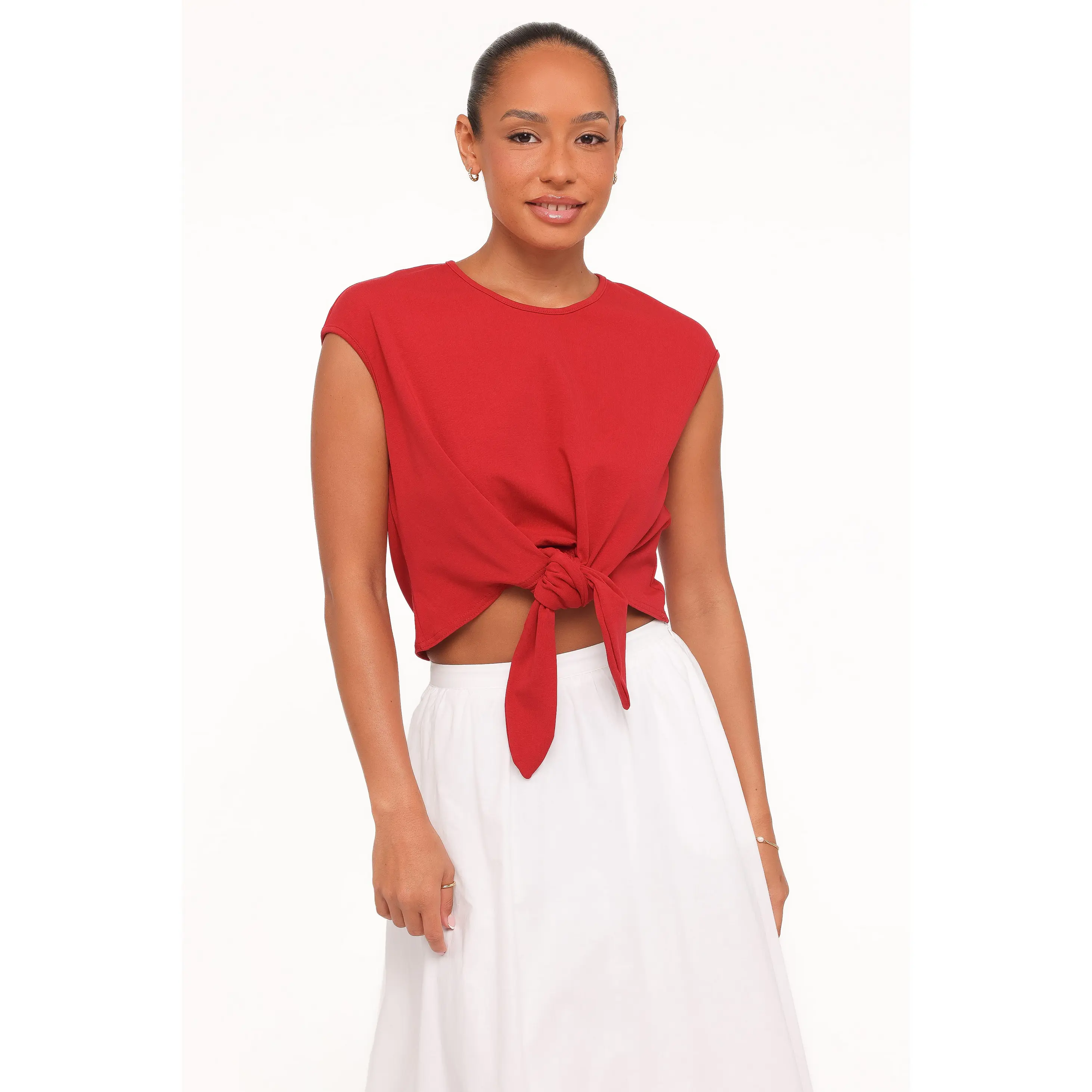 Kathy Tie Front Top - Red