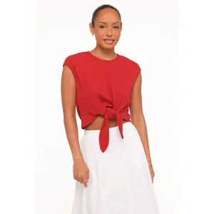 Kathy Tie Front Top - Red