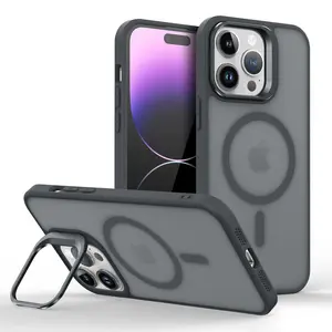 Metal Lens Stand Magnetic For Magsafe Case For iPhone 17 Air 16 15 14 13 12 Mini 11 Pro Max Plus Matte Wireless Charge Cover