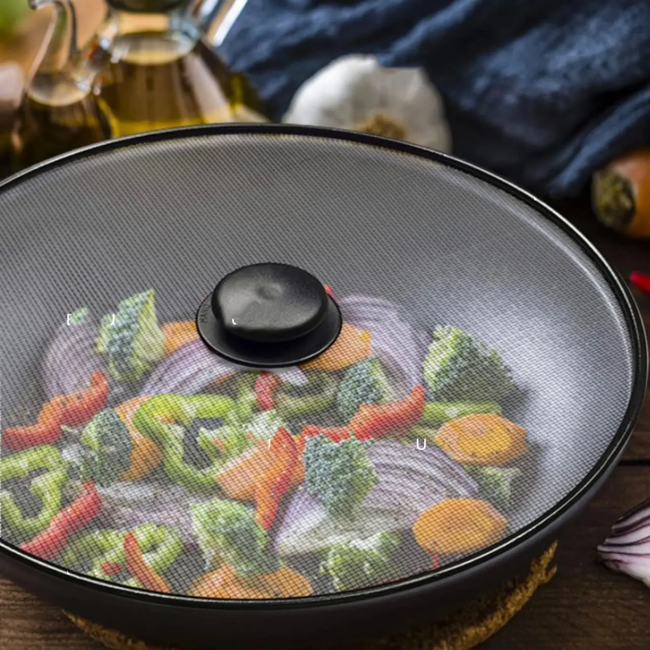 1PC Kitchen Splash Guard Splatter Screens Frying Pan Splatter Guard Grease Splatter Screen Mesh Oil Proof Pot Lid Kitchen Tool