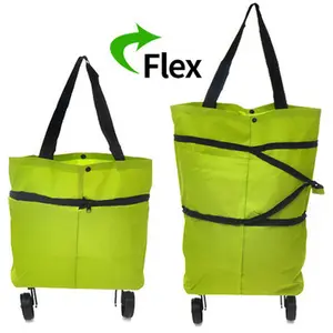 Foldable Shopping Trolley Bag With Wheels Large Reusable Cloth Hand Tote