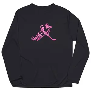 Hockey Long Sleeve Performance Tee - Neon Hockey Girl