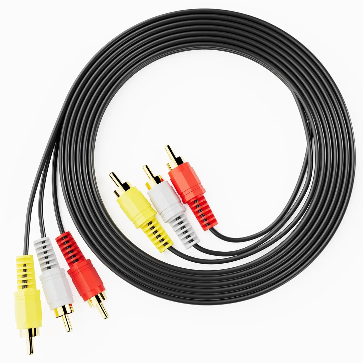RCA Cables, 3RCA  Audio Video 24K  Plated Connecting Audio Video Components AV Male to Male  for  Theater amp, Stereo Systems (5ft-1pcs)
