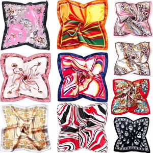 10 PCS Mixed Set 20 inch x 20 inch Fashion Square Satin Neck Scarf Head Scarf Bundle for Women Hair Accessories