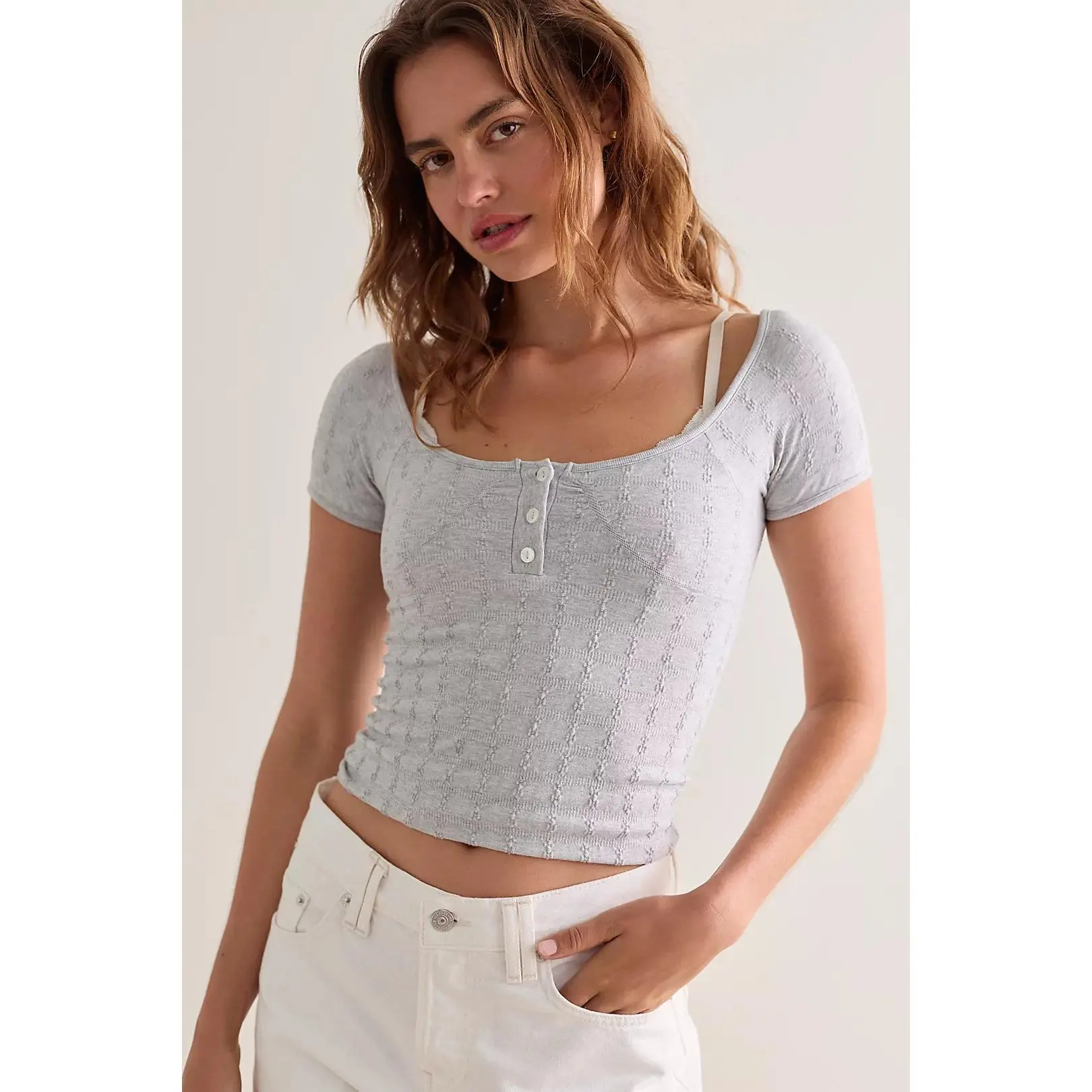FREE PEOPLE So Soft Pointelle Henley Top