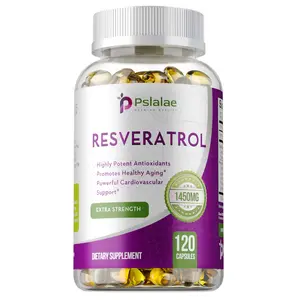 120 Pslalae resveratrol dietary capsules support cardiovascular health with high-quality raw material extracts, including vitamin C, Polygonum cuspidatum extract, and green tea extract.