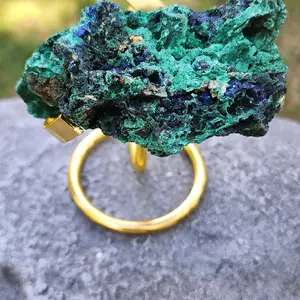 Azurite with malachite  raw specimine