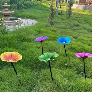 Metal Flower Bird Bath with Stake, Colorful Garden Bird Feeder Bowl for Yard Deco