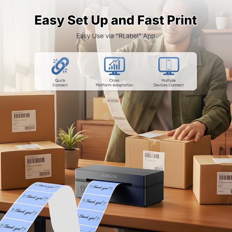 RT  Shipping Label Printer, Bluetooth Wireless Thermal Label Printer, Compatible with iOS, Android, Windows, Mac, Chromebook, Widely Used for Etsy, Ebay, Shopify, USPS