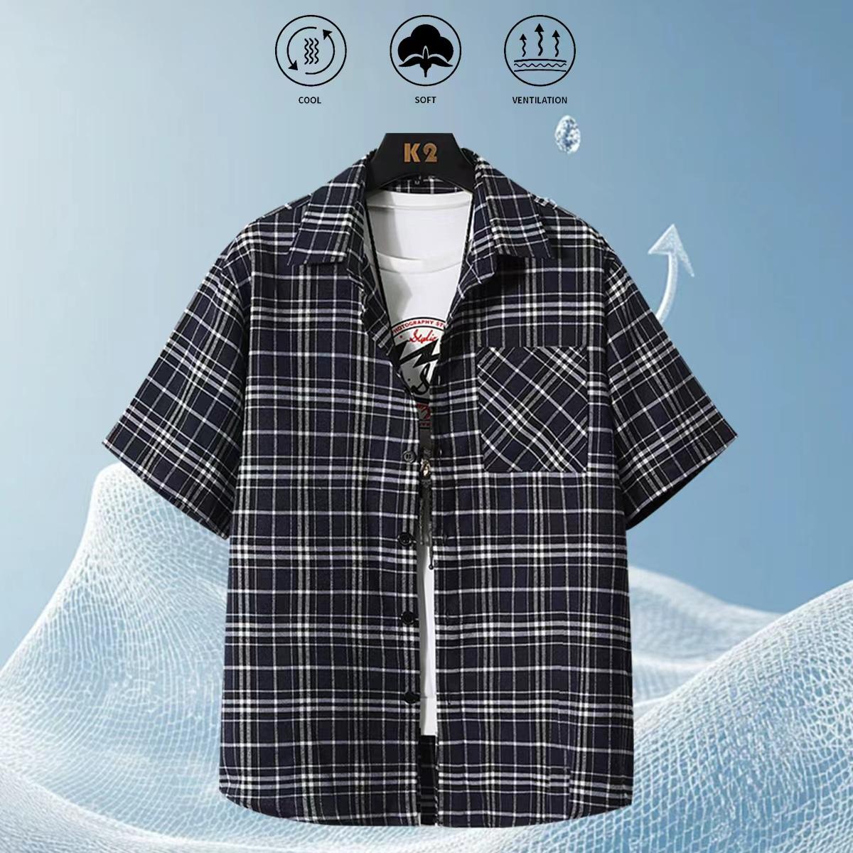 Men’s casual, comfortable striped short-sleeve shirt pack of 5 — ideal for going out and pairing with casual outfits.