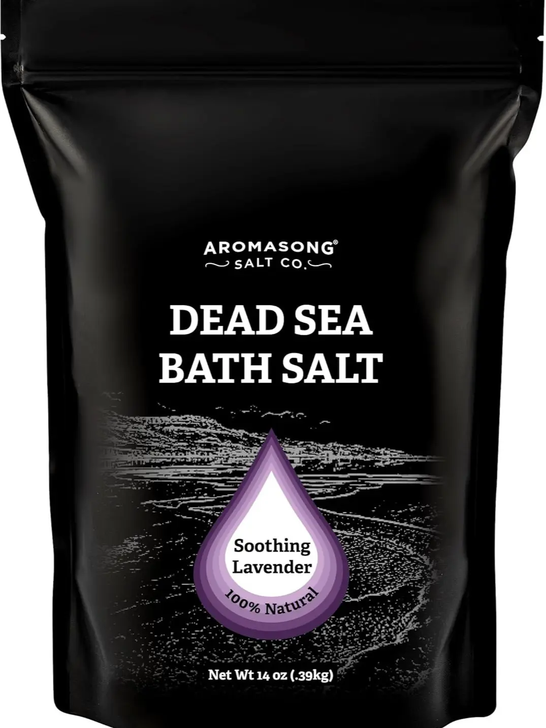 AROMASONG Dead Sea Bath Salt, 100% Natural Lavender Minerals & Salts for Soothing Dry Skin, Muscle Relief & Body Acne Treatment, 14oz, Body Acne Treatment Minerals & Salts