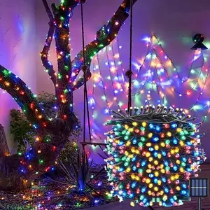 Solar Powered LED String Light, Rechargeable Waterproof Solar String Light with 8 Modes & Light Sensor, Outdoor Decorative Light for Garden, Patio, Christmas Decoration, Party Light