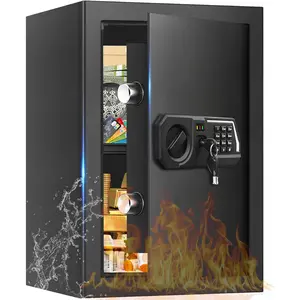 3.4 Cub Large Safes for Home Use, Digital Home Safe Box Fireproof Waterproof with Programmable Keypad, Spare Keys and Removable Shelf, Anti-Theft Fire Proof Document Box Money Safe for Valuables