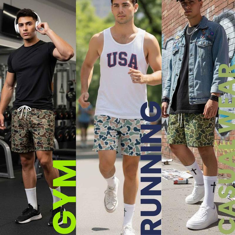 Pack 3 Duck Hunting Camo Shorts - 5 Inch Inseam Camo Mesh Design for Men & Women Ideal Gym Wear & Gifts Breathable & Comfortable