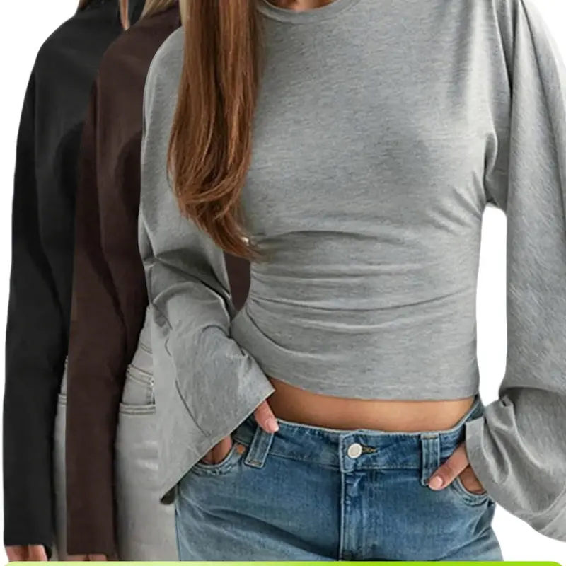 Solid Color Basic Casual Batwing Sleeve T-Shirt for Women, Long-Sleeve Top for Spring & Summer, Relaxed Fit, Spring Fashion, Elegant Design, Minimalist Style, Easy Care, Soft Fabric, Versatile Blouse, Women's Tshirt, Fashion Enthusiasts, Adults