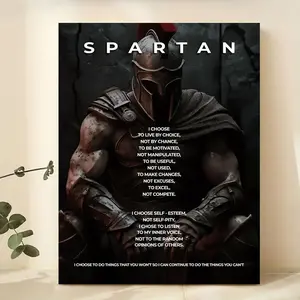 1 Piece/Set Frameless Canvas Painting Print Poster, Classic Digital Illustration Art, Inspiring Spartan Code, an ideal gift for bedroom, living room, wall decor, Modern home decor