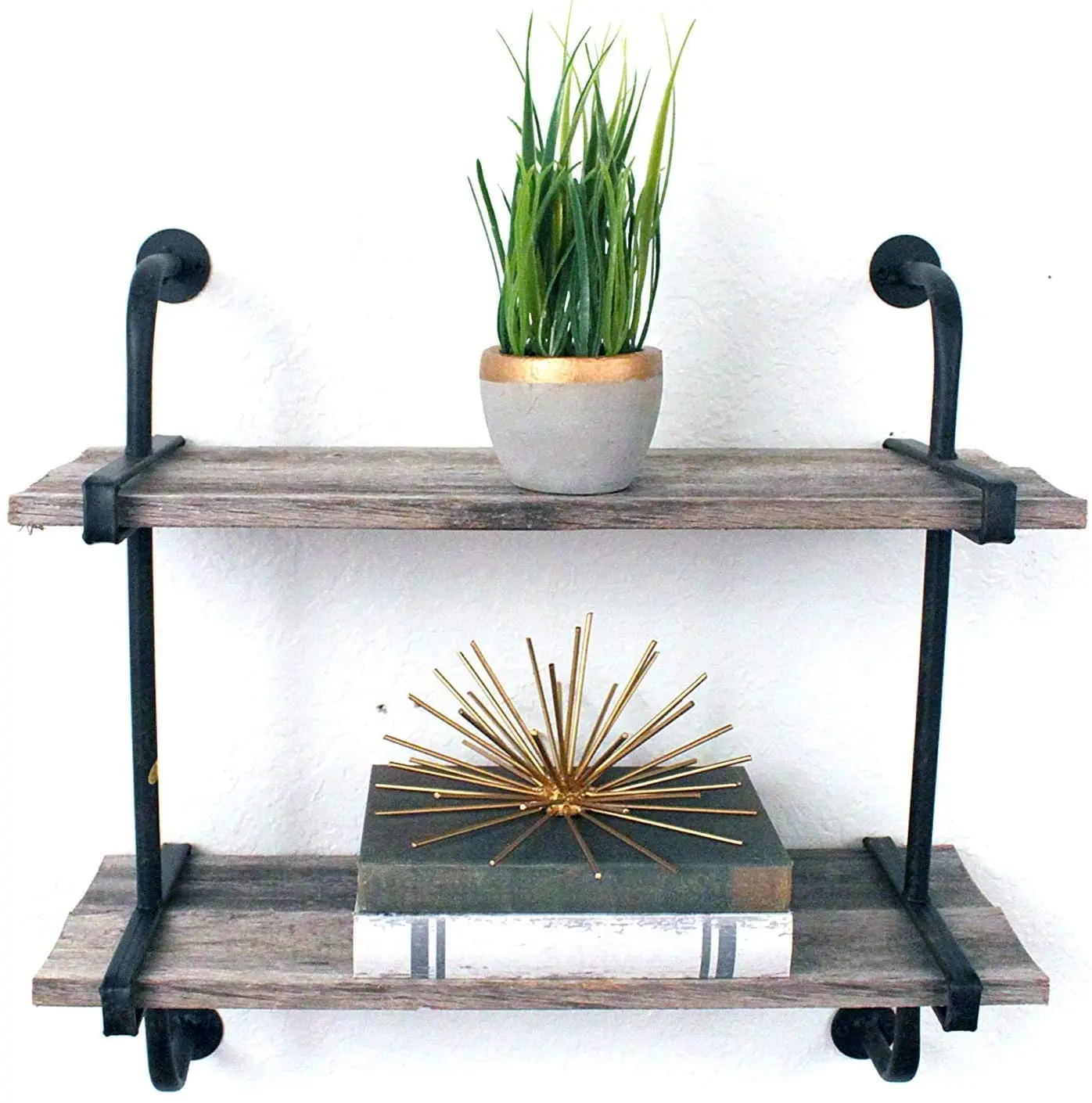 BarnwoodUSA Rustic Farmhouse 4-Plank Reclaimed Wooden Shelf - Wall Ledge Shelves for Home Decor, Ideal Farmhouse Gift