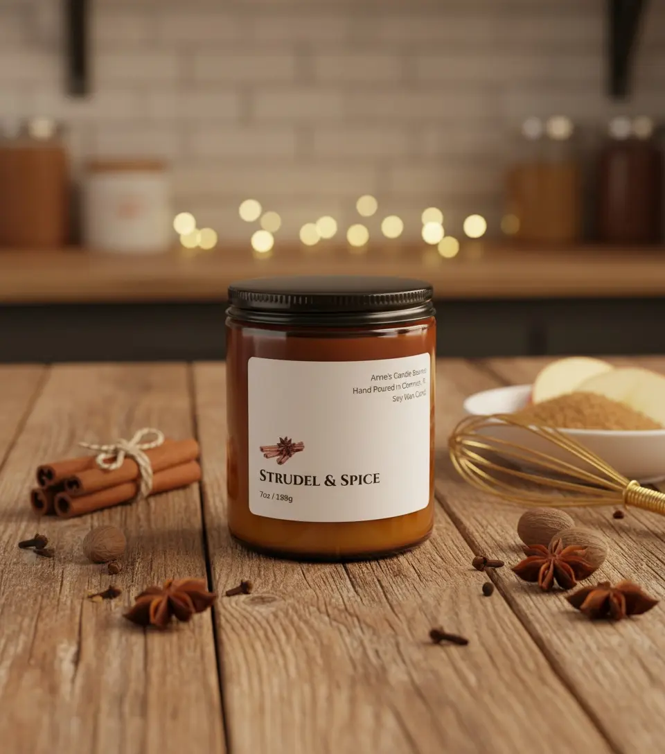 Apple Strudel Candle - Cinnamon Spice Scented Home Fragrance