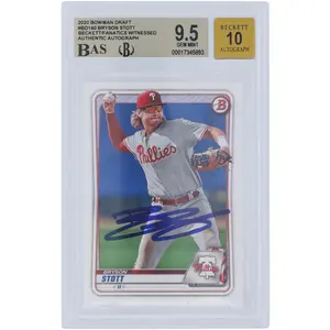 Bryson Stott Philadelphia Phillies Autographed 2020 Bowman Draft #BD-140 Beckett Fanatics Witnessed Authenticated 9.5/10 Card - Fanatics Authentic Certified
