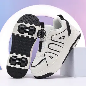 Four-wheel roller shoes for kids — smooth wheels, boys’ roller skates with lights, girls’ roller shoes