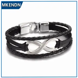 High Quailty Infinity Bracelet Bangle Genuine Leather Hand Chain Buckle Friendship Men Women Jewelry
