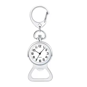 OIDEA Backpack Clip Watch with Bottle Opener, Arabic Numeral Dial, Silver Alloy, Quartz, 1ATM, Outdoor Unisex