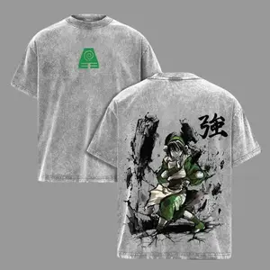 Vintage Toph Beifong Graphic Tee-Avatar The Last Airbender Earth Kingdom Oversized Acid Wash T-Shirt for Men & Women | 90s Graphic American Casual Short Sleeve Tee|Premium Soft Cotton Classic Unisex T-Shirt for Daily,Gym & Streetwear Anime Washing T-Shirt