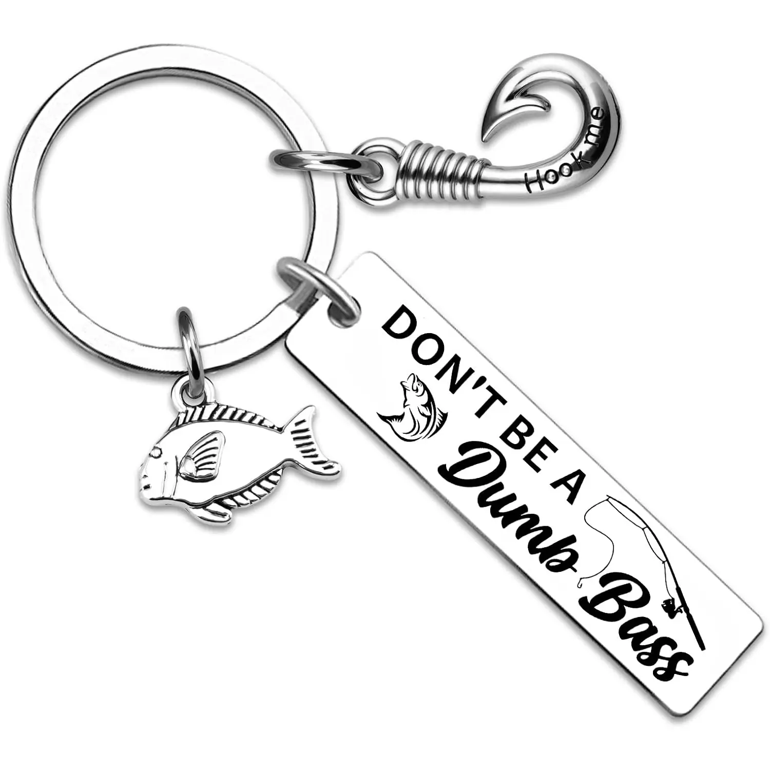 Fisherman Gifts Fishing Gifts For Men Fishing Accessories For Men Boy Dad Uncle Don’t Be A Dumb Bass Keychain Funny Fish Stuff For Birthday
