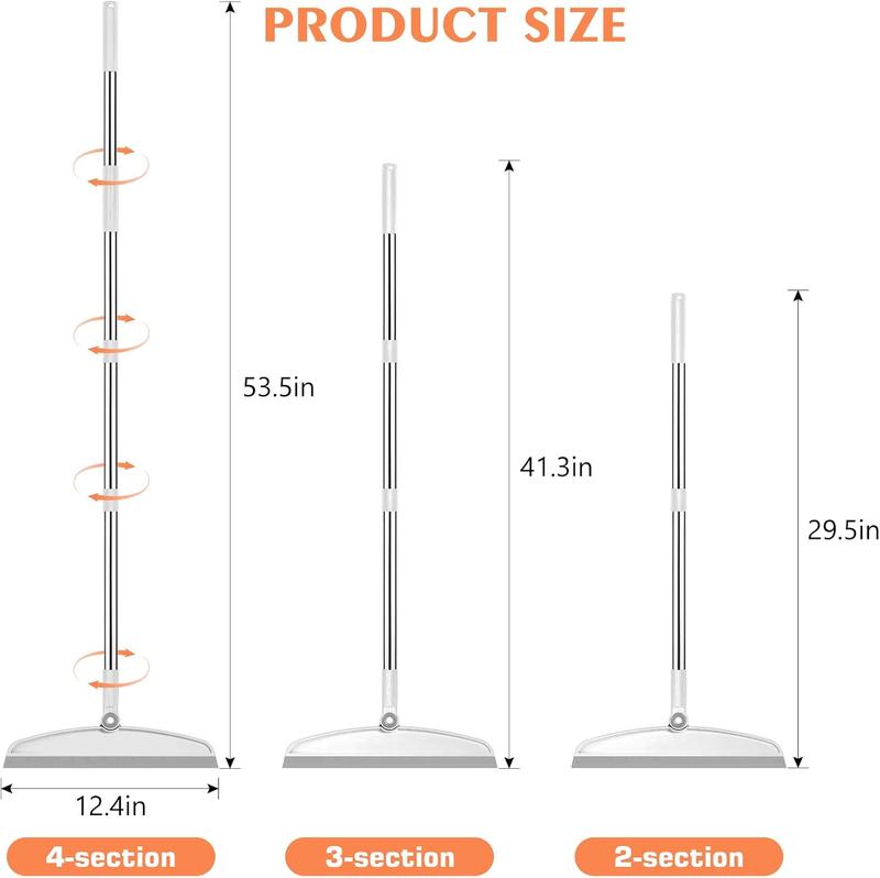 Multifunction Magic Broom 54 Inch Adjustable Silicone Floor Squeegee 2 in 1 Sweep & Scrape Cleaning Broom for Bathroom Kitchen Shower Pet Hair Glass