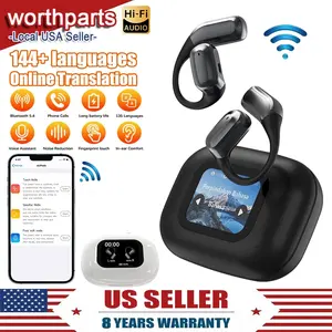 AI Translation Earbuds 144 Languages Real-Time 2-Way Voice Translator Earphones, Bluetooth 5.4 OWS Open-Ear Comfort, Hi-Fi Music & Call, Smart Touch+App, Gift for Travel Business Language Learning-Black