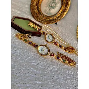 Women's Watch - 1pc New with Colorful Tourmalines, Diamonds & Oval Mother Of Pearl Dial - Water Resistant Up to 30m, Stylish Jewelry