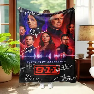 American TV Series '9-1-1' Blanket / Features Signatures of The Firefighter Characters, Blending Cool Style with Fan Nostalgia. Its Larger Size Makes It Suitable for Use As a Shawl, Decorative Throw, Bed Blanket, Pet Blanket