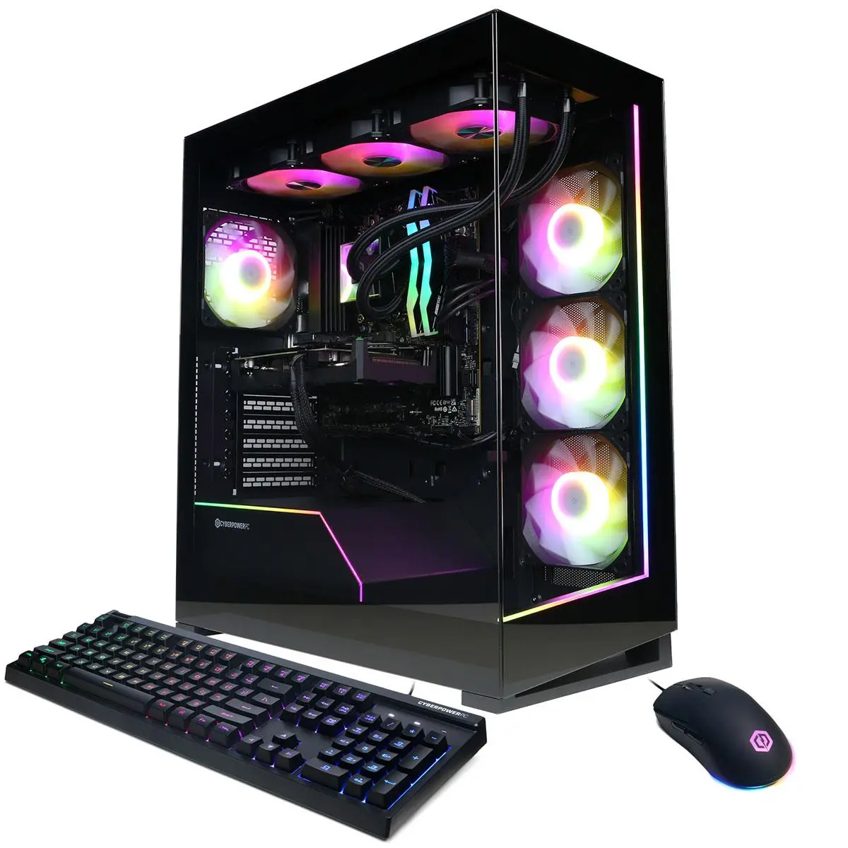 CyberPowerPC Gamer Supreme Liquid Cooled Gaming Desktop Computer, AMD Ryzen 9 9900X 4.4GHz, 32GB RAM, 2TB SSD, AMD Radeon RX 9060 XT 16GB, Windows 11 Home, Black