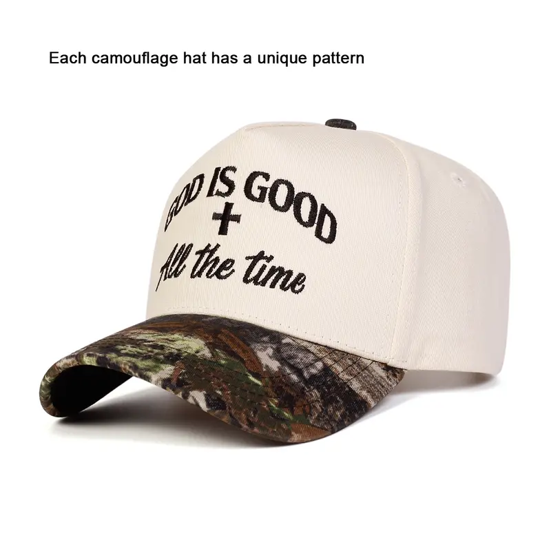 Unisex “God Is Good” 5-Panel Lightweight Baseball Cap, Graphic Hats, Adjustable Sun Protection Hat for Spring & Fall, Perfect for Outdoor Travel and Beach Vacations