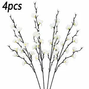 40pcs Artificial Long-Stem Plum Blossoms, Realistic Plastic Flowers, Decorative Faux Flowers, Artificial Flowers For Outside, Indoor/outdoor Decor, Home Office Wedding Party Decoration, Home Decor Accessory