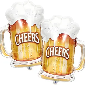 2 count Giant  Mug Balloons 27.5" Large  Cup Foil Balloons Cheers Party Decorations for Birthday Bar Party Oktoberfest Summer Party Supplies
