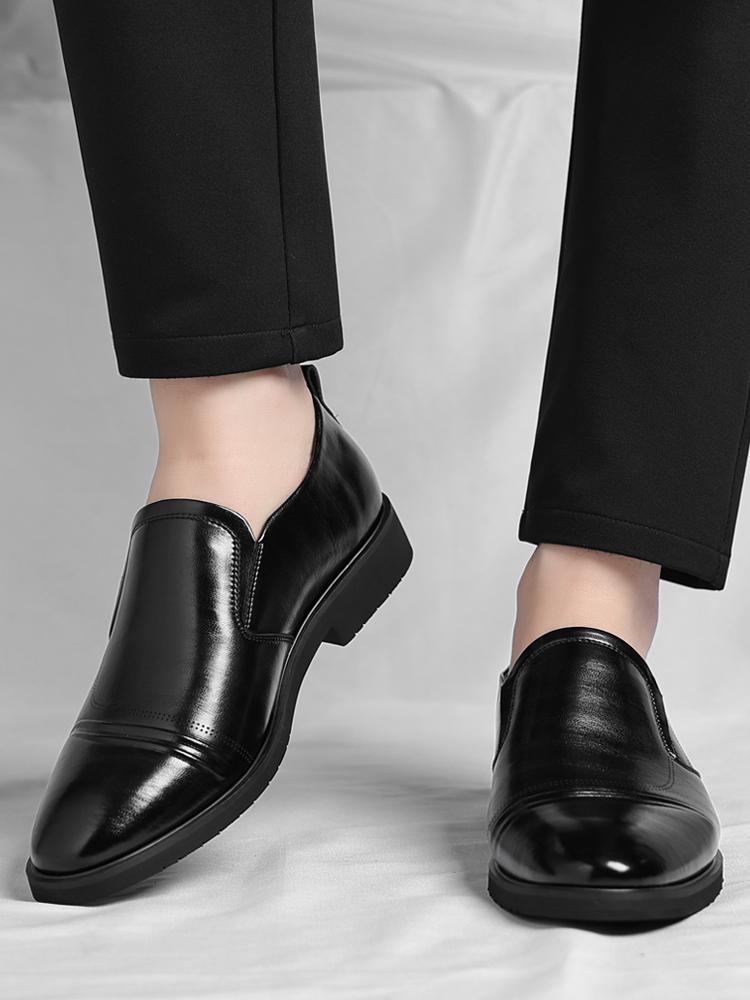 Men’s Classic Faux Leather Slip-On Ankle Dress Loafers - Business Formal Office Footwear with Rubber Sole, Wedge Design, Father’s Day Gift Option, US 10.5 (CN 45, 27.5cm Length)