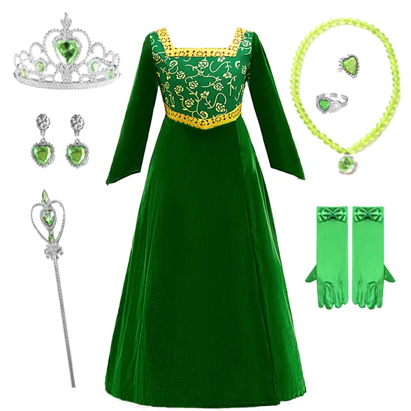 01 (Dress + all accessories) Shrek Princess Fiona Green Dress Halloween Cosplay Costume Children's Costume - TikTok Shop 01 (Dress + all accessories) Shrek Princess Fiona Green Dress Halloween Cosplay Costume Children's Costume - TikTok Shop