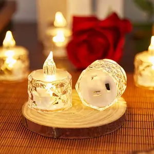 24-pack flameless Christmas decorative candles, battery powered, crystal LED tea wax, suitable for Valentine's Day and wedding decorations.