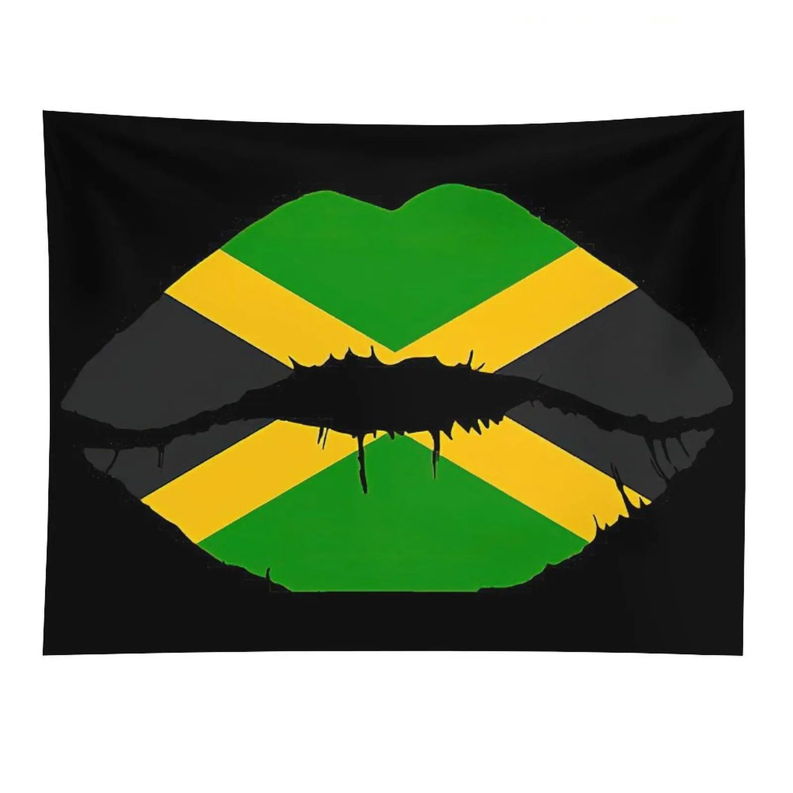 Jamaica Flag Lips Tapestry Rasta Kiss Print Island Wall Hanging Decor